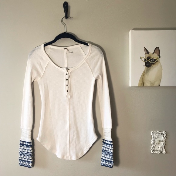 Free People Tops - Free People Thermal Henley with Knit Cuffs